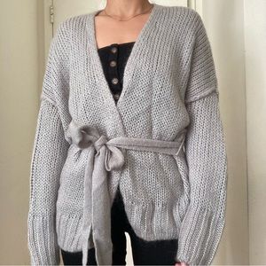 Zara Light Sky Blue Knit Cardigan with Belt